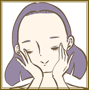 手のひらに100円玉大の量をとり、顔全体になじませる