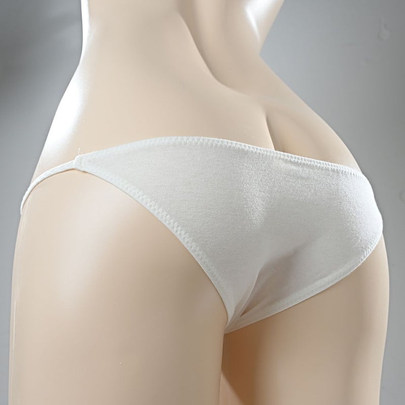 超ローライズ サイドループパンツ〈白×ブラックリボン〉