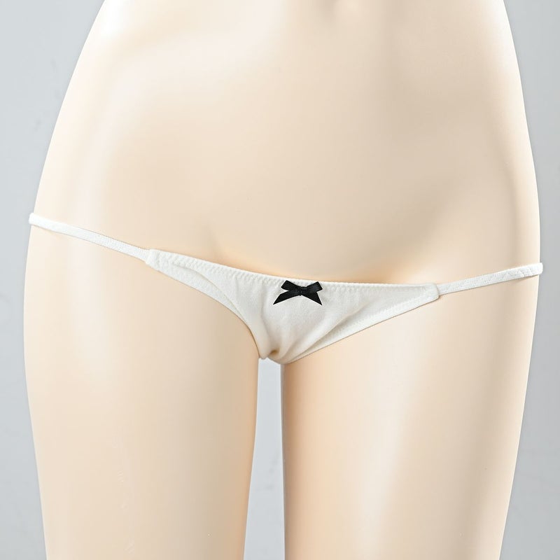 超超ローライズ サイドループパンツ〈白×ブラックリボン〉