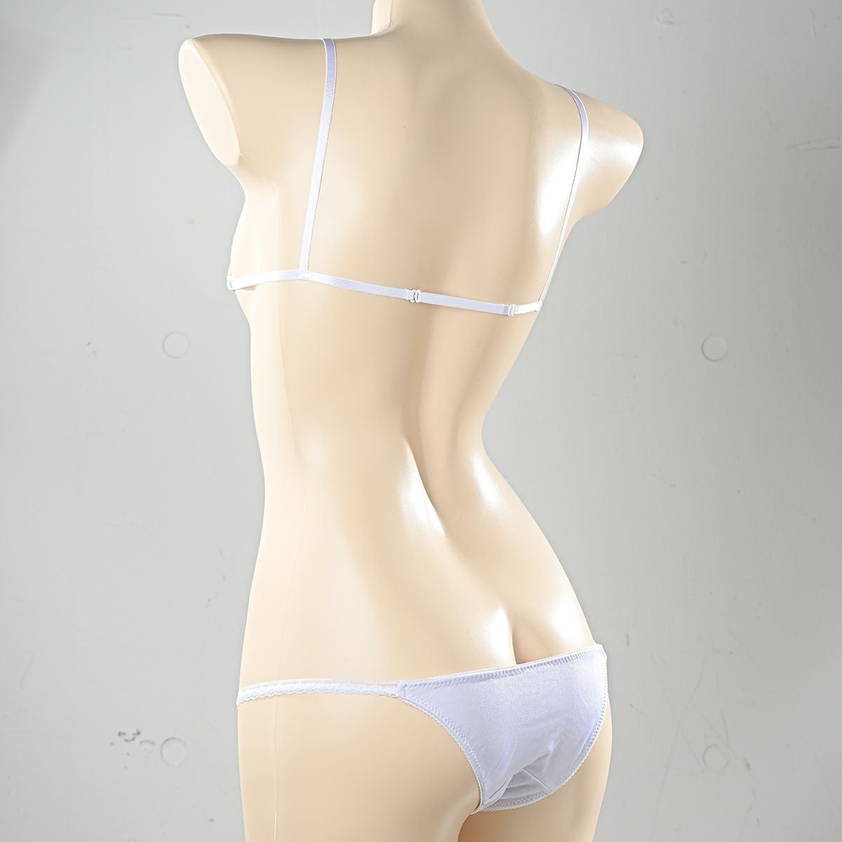 メイド水着上下セット〈白×サックスリボン〉