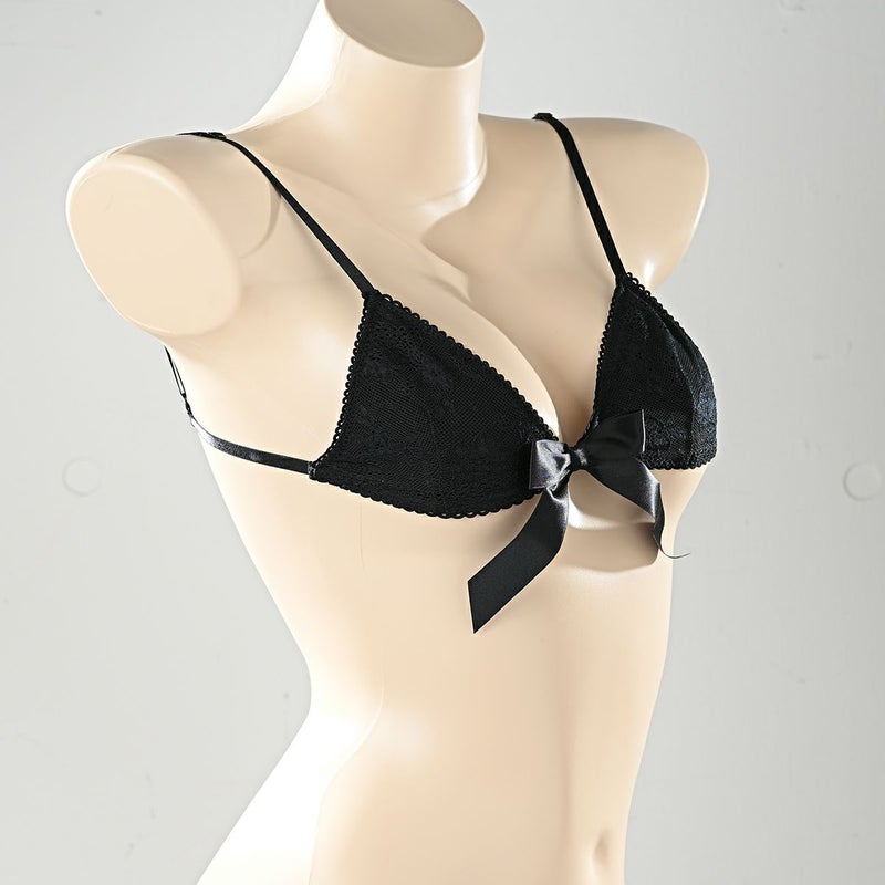 ドルチェシリーズノンワイヤーレースリボンブラ〈黒〉