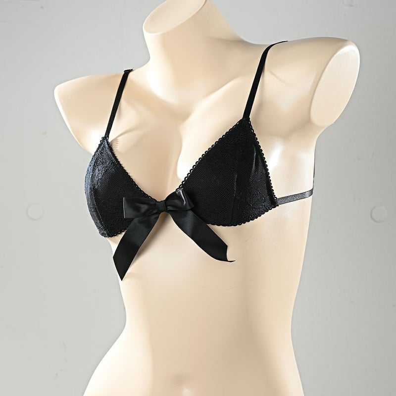 ドルチェシリーズノンワイヤーレースリボンブラ〈黒〉