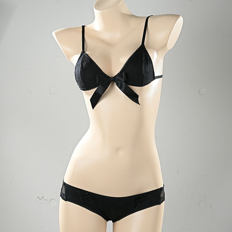 ドルチェシリーズノンワイヤーレースリボンブラ〈黒〉