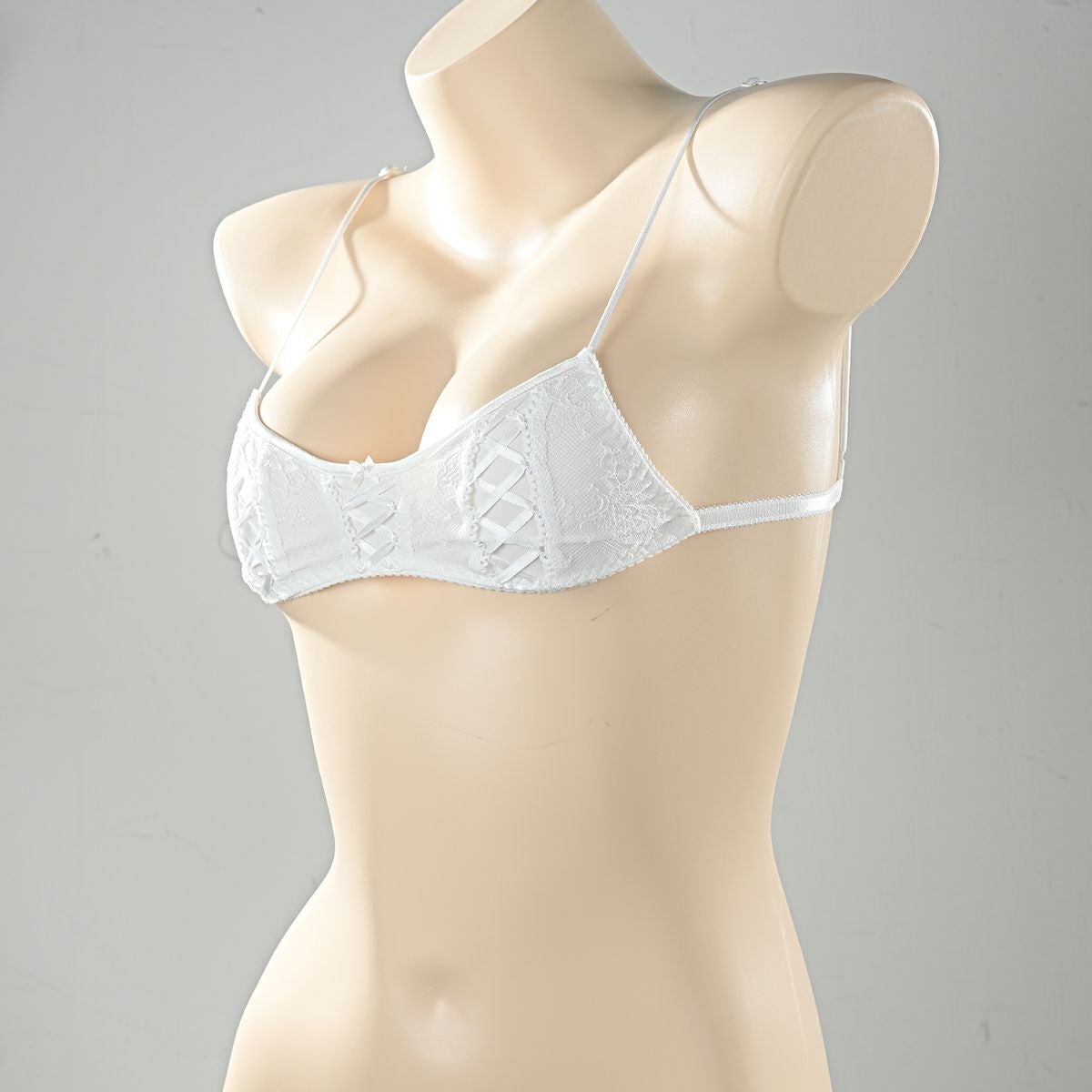 ドルチェシリーズ スポーティ ロリータレース リボンブラ〈白〉