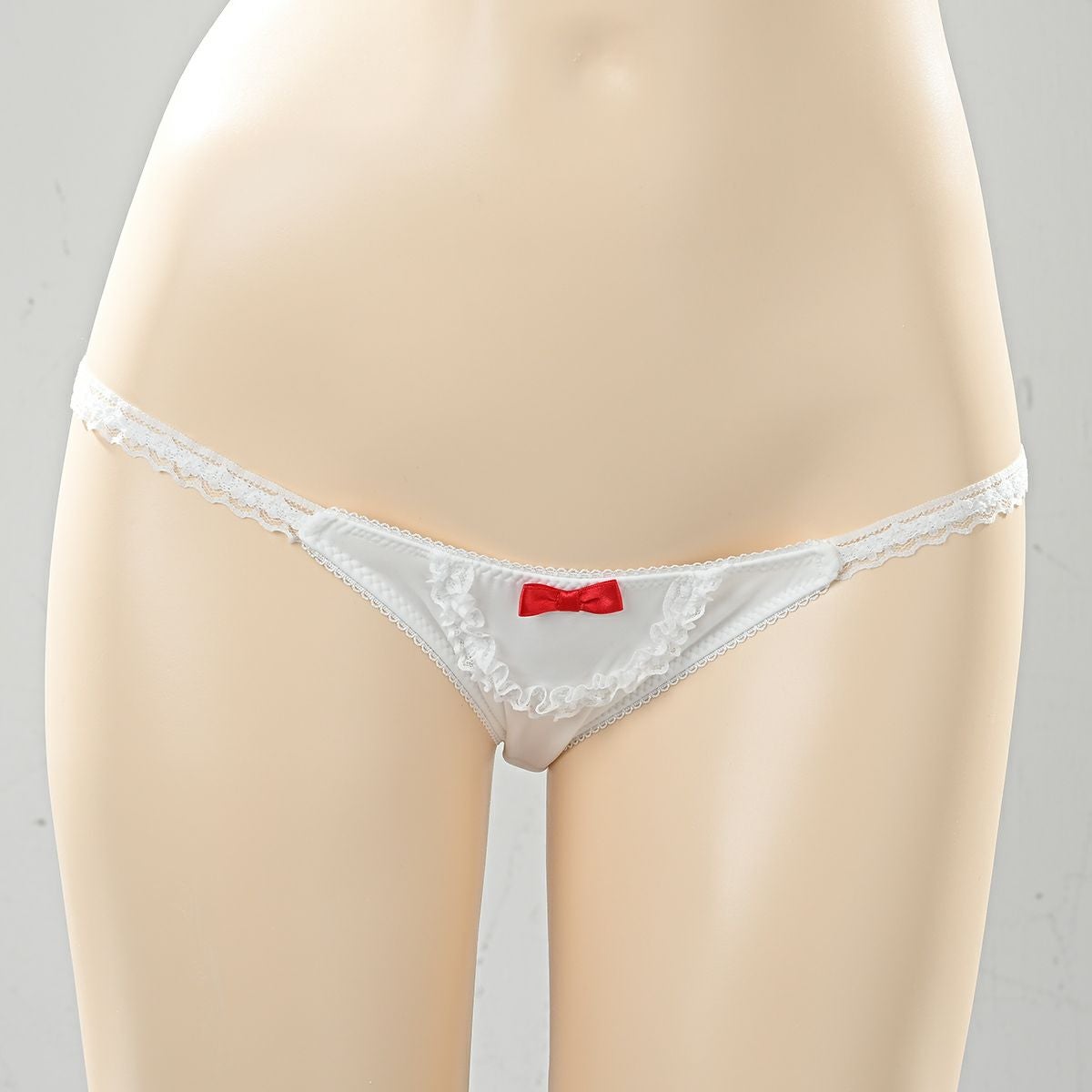 超ローライズ メイドパンツ〈白×赤〉