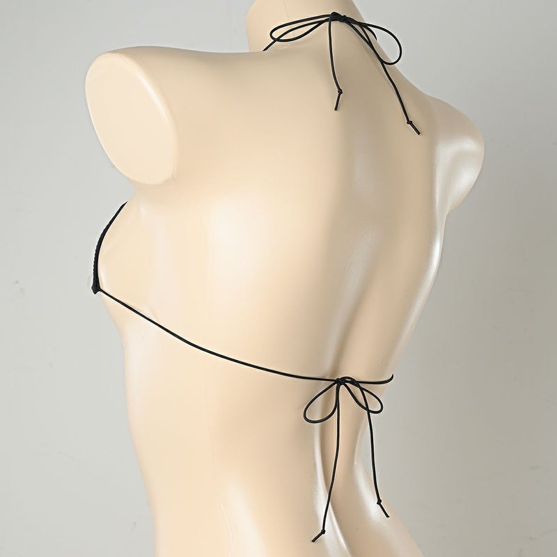 グラビアのマイクロ三角ブラ すべすべ素材〈黒〉