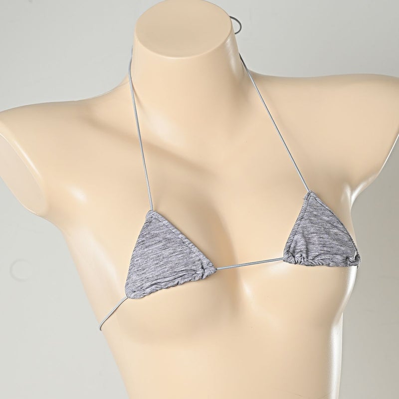 グラビアのマイクロ三角ブラ すべすべ素材〈グレー〉