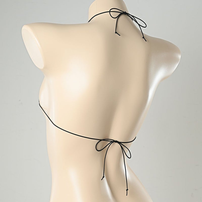 グラビアのマイクロ三角ブラ コットン素材〈黒〉