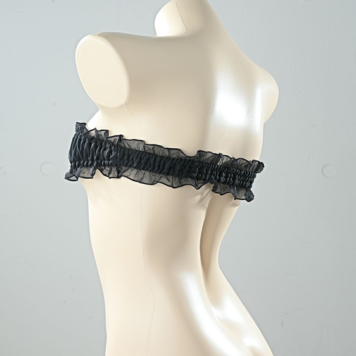 ナローシフォン チューブトップブラ〈黒〉