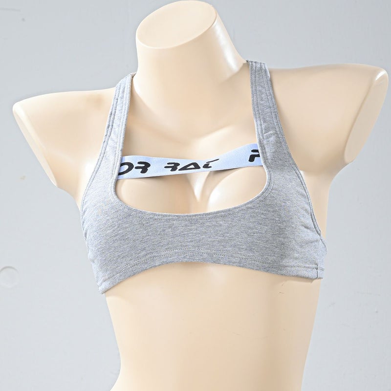 プレデターラットスタイルロゴ半乳スポーツブラ〈グレー〉