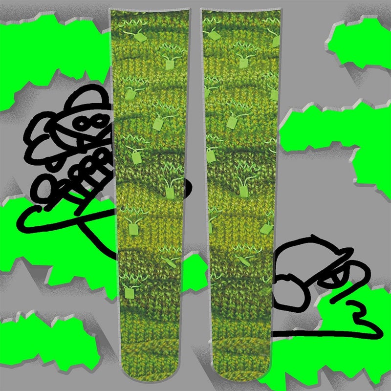 TA2YUKI×PredatorRat 「ARMY ピンタックニットプリント」 ニーハイ(うしじまいい肉 Presents)